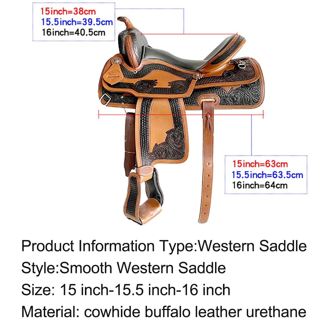 Amazon.co.jp: ウエスタンホースサドルセット、馬用15-16インチ